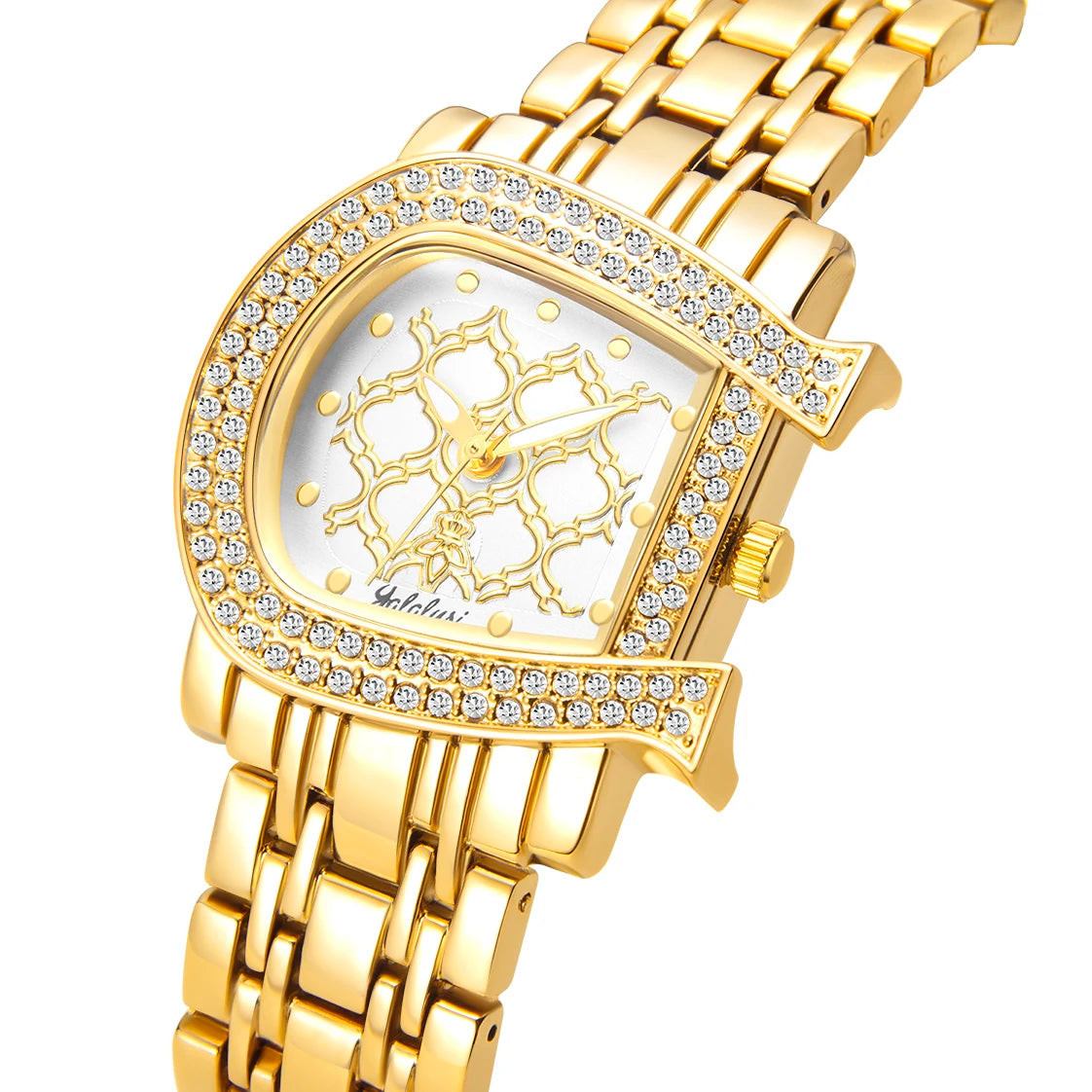 YaLaLuSi Women's Luxury Diamond-Set Asymmetrical Dial Bracelet Watch, Water-Resistant Quartz Watch reloj mujer watch for ladies