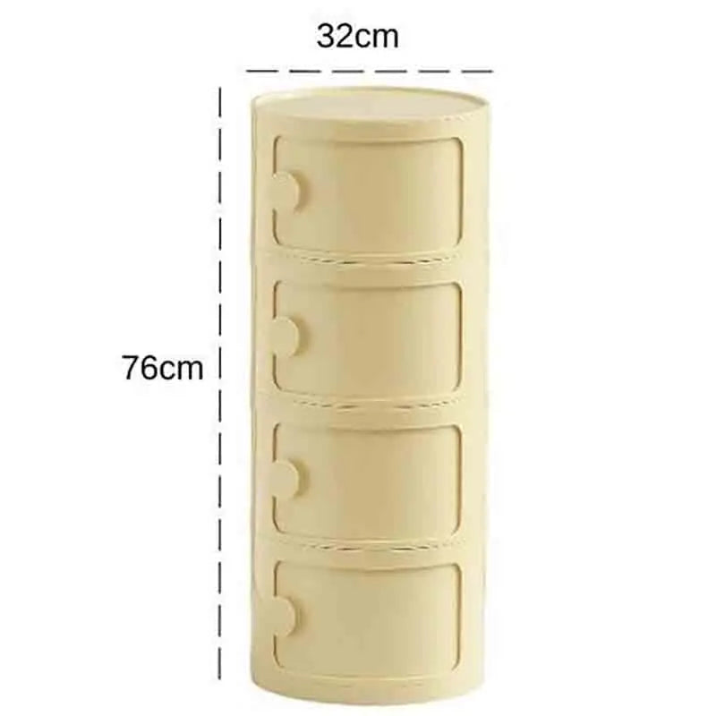 Plastic Round Bedside Nightstand with Drawers Practical Storage Box Cabinet Nightstand Chic Decor for Bedroom Living Room