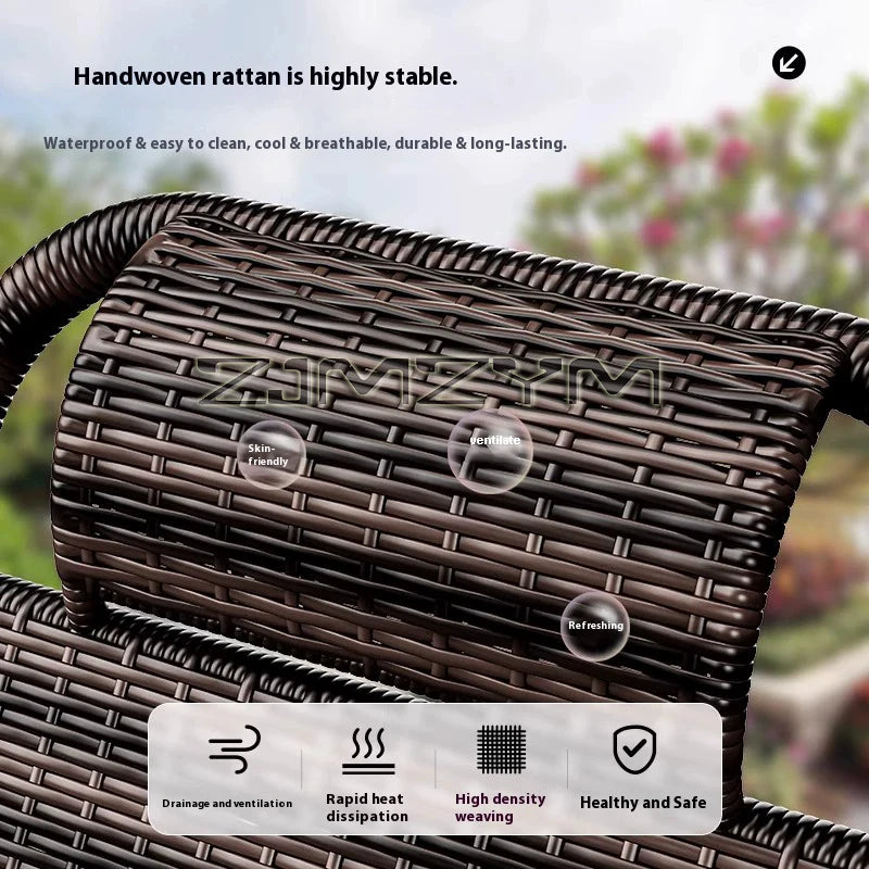 Folding Adjustable Backrest Recliner Comfortable Armchair Patio Nap Balcony Home Leisure Rattan Seating Lounge Chair