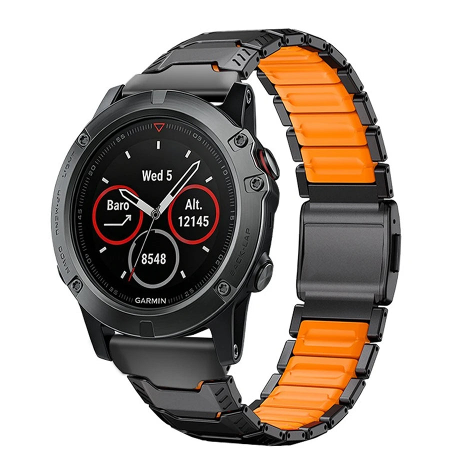 Titanium Silicone Magnetic Band for Garmin Watch Fenix 8 7X Pro 6X Enduro 3 Strap For Garmin Tactix 7Pro Instinct 2X 26mm Bands