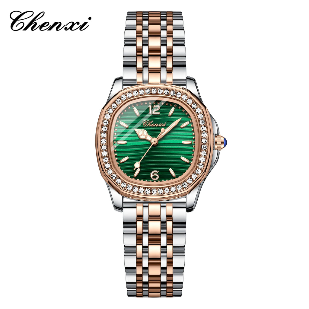 CHENXI Luxury Elegant Watches For Woman Fashion Diamond Dial Quartz Watch Ladies Rose Gold Wristwatch Waterproof Luminous