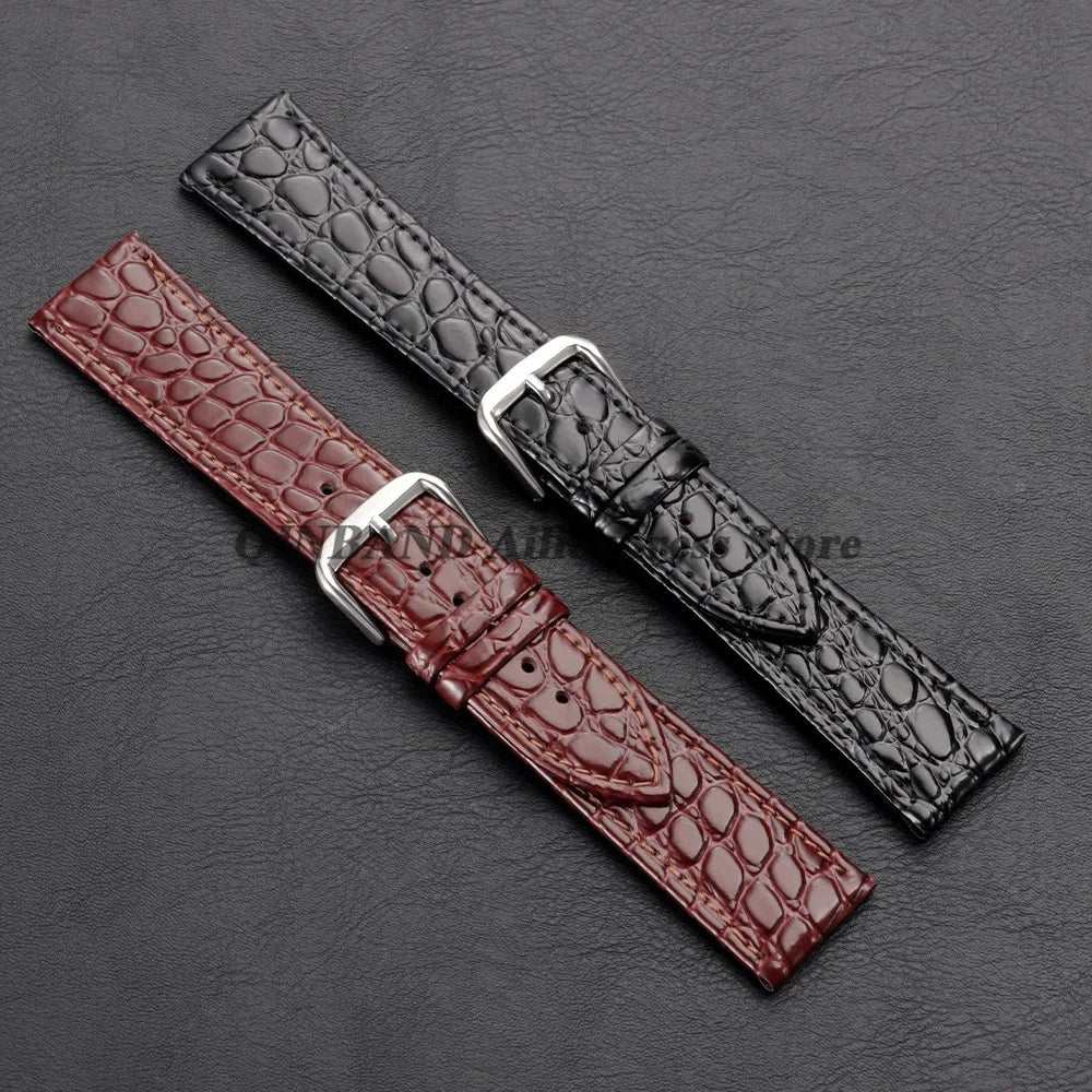 10/12/13/14/16/18/19/20/21/22mm Soft Cowhide Leather Watch Bands Crocodile Pattern Design Watch Straps Casual Business Bracelets