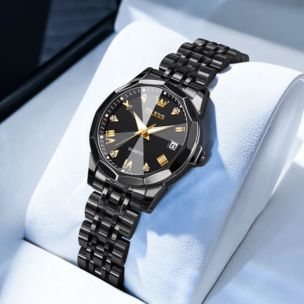 OLEVS 9931 Elegant Fashion Women's Watches Luxury Brand Original Quartz Watch forLadies Waterproof Stainless Steel Luminous Date