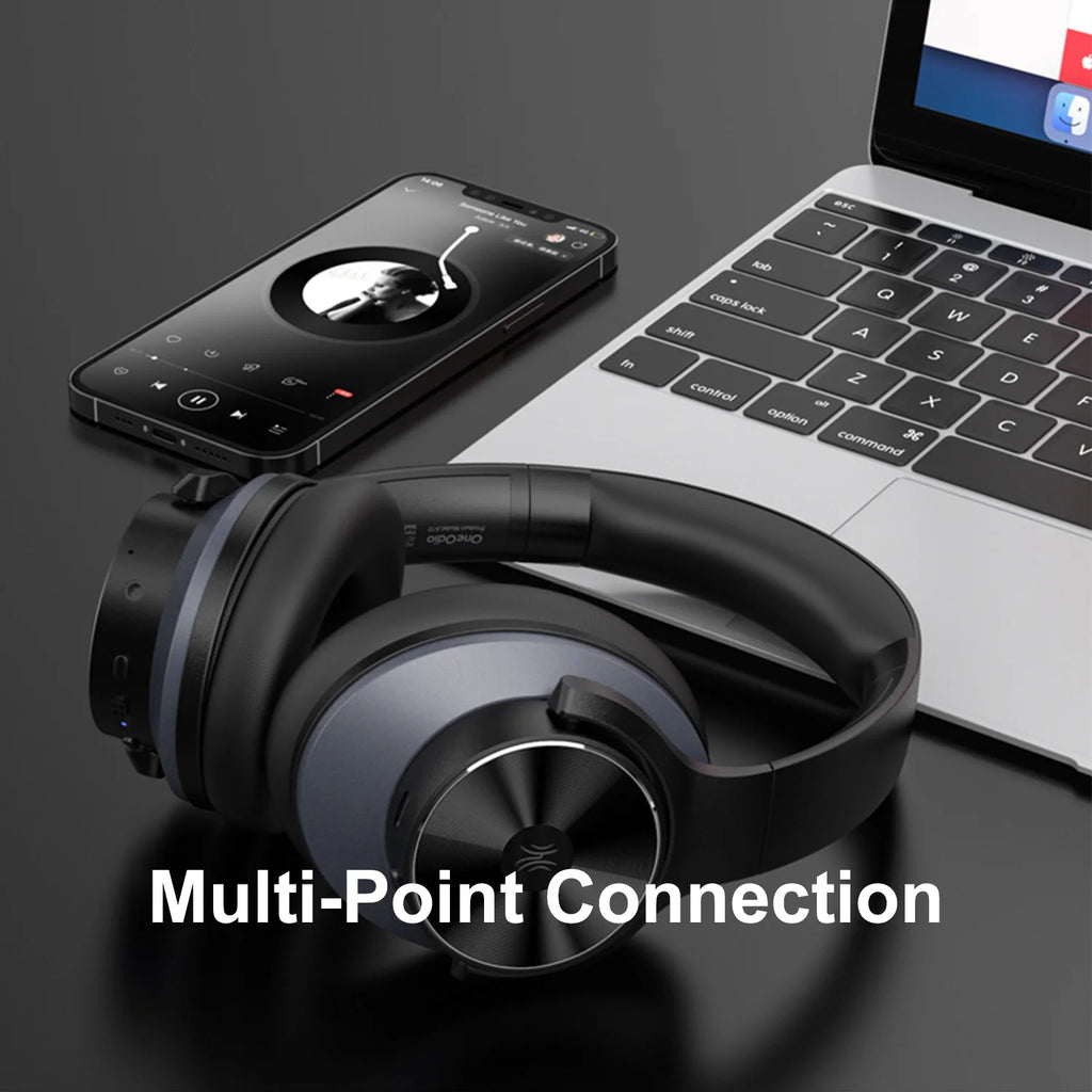 Oneodio A10 Bluetooth 5.4 Headphones Hybrid Active Noise Cancelling With Hi-Res Audio Over Ear Wireless Headset ANC With 5-Mic