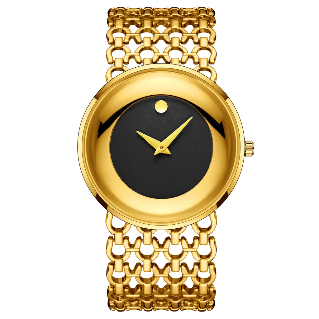 YaLaLuSi Women's Minimalist Quartz Watch with Large Dial, Water-Resistant, Gold-Tone, Perfect as a Gift watch for ladies reloj