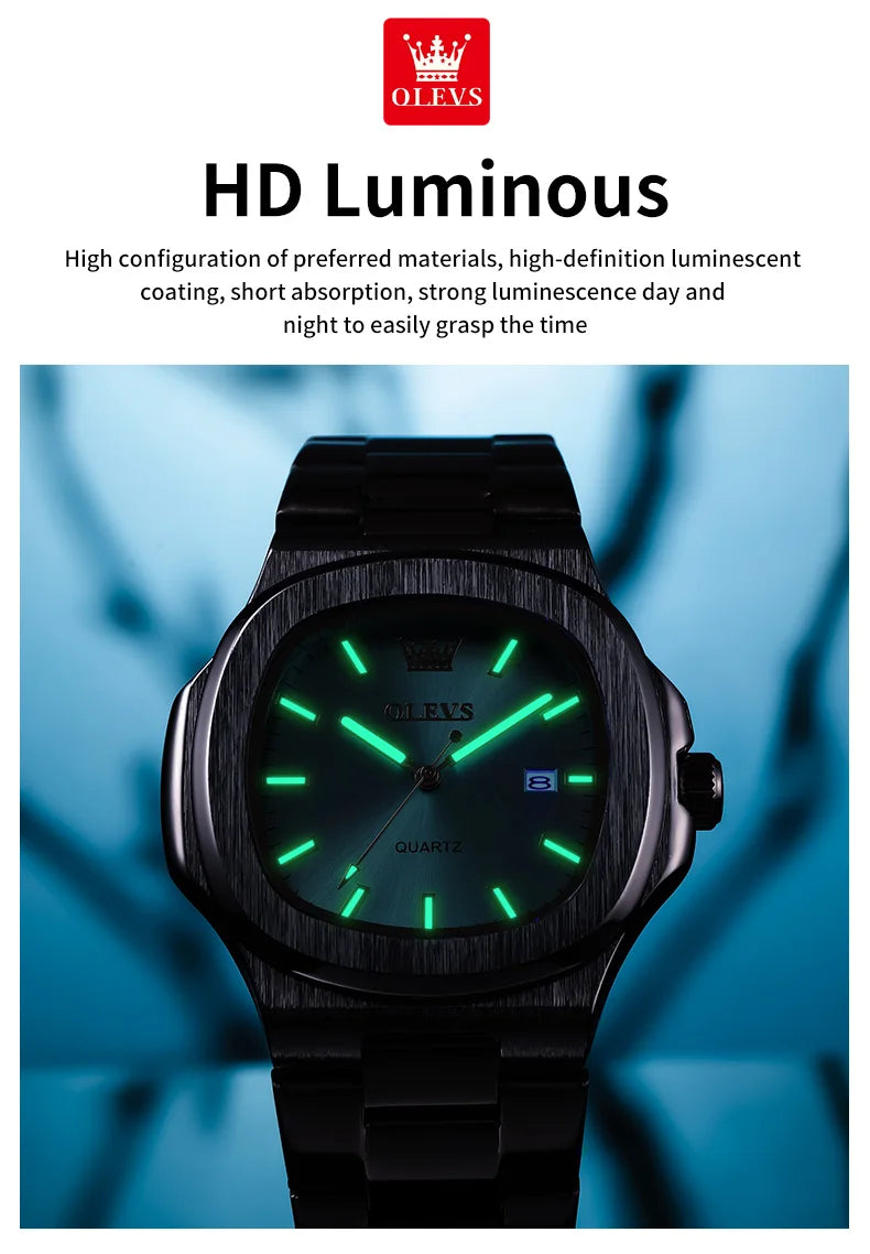 OLEVS 3696 Quartz Watch For Men Luxury Calendar Waterproof Business Men's Wristwatch Luminous Big Dial Fashion Simple Man Watch