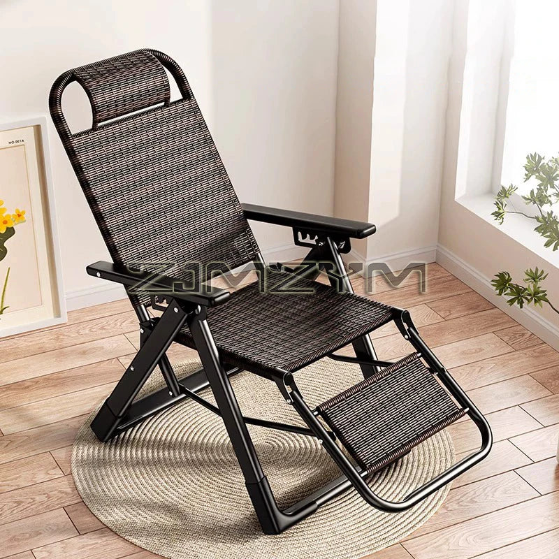 Folding Adjustable Backrest Recliner Comfortable Armchair Patio Nap Balcony Home Leisure Rattan Seating Lounge Chair