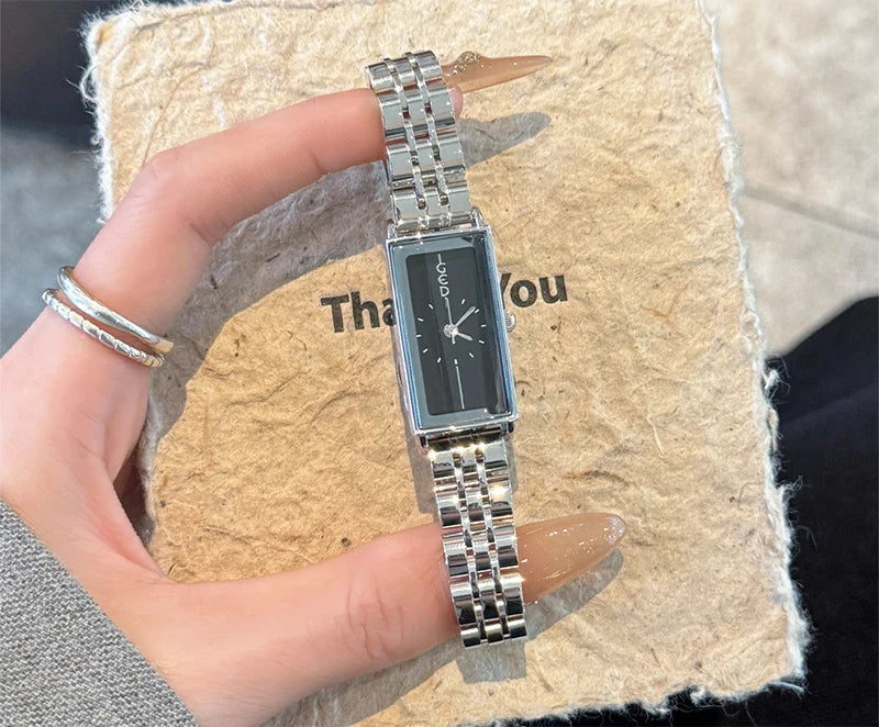 GEDI Watches for Woman Rectangular Steel Bracelet Women's Silver Watches Quartz Vintage Watch Waterproof Fashionable Wristwatch