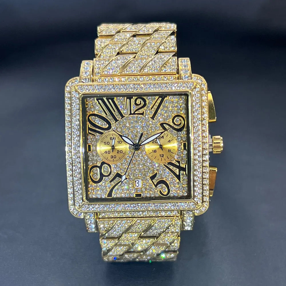 New MISSFOX Luxury Diamond Watch For Men Fashion lce Out  Big Face And Band Wristwatch Bling Hip Hop Style Jewelry Dropshipping