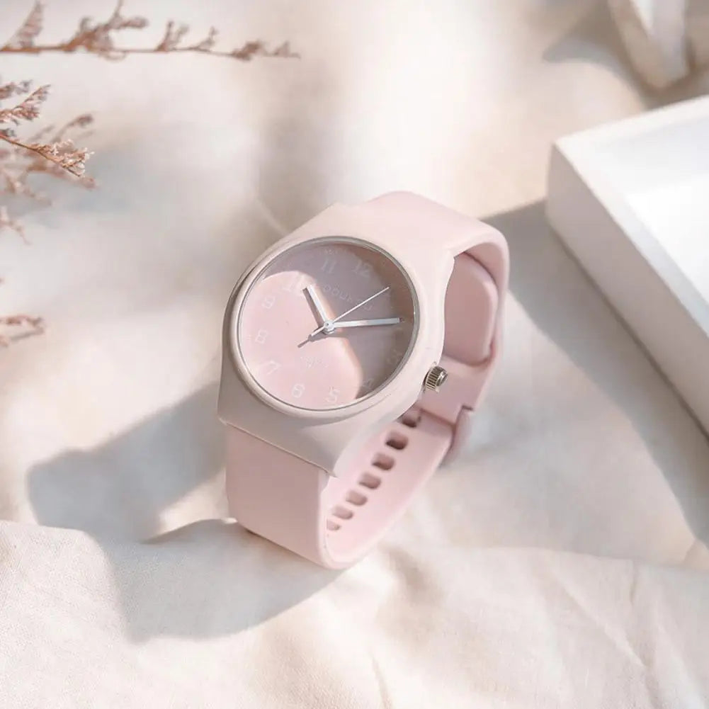 Summer Candy Colors Watch Korean Women Circular Quartz Watches Trendy Ladies PU Leather Watch Luxury Simple Wristwatch Clock