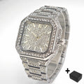 2025 New Black Iced Watch For Men Brand UNIGUET Fashion Waterproof Quartz Watch Man Hip Hop Diamond Jewelry Square Wristwatch