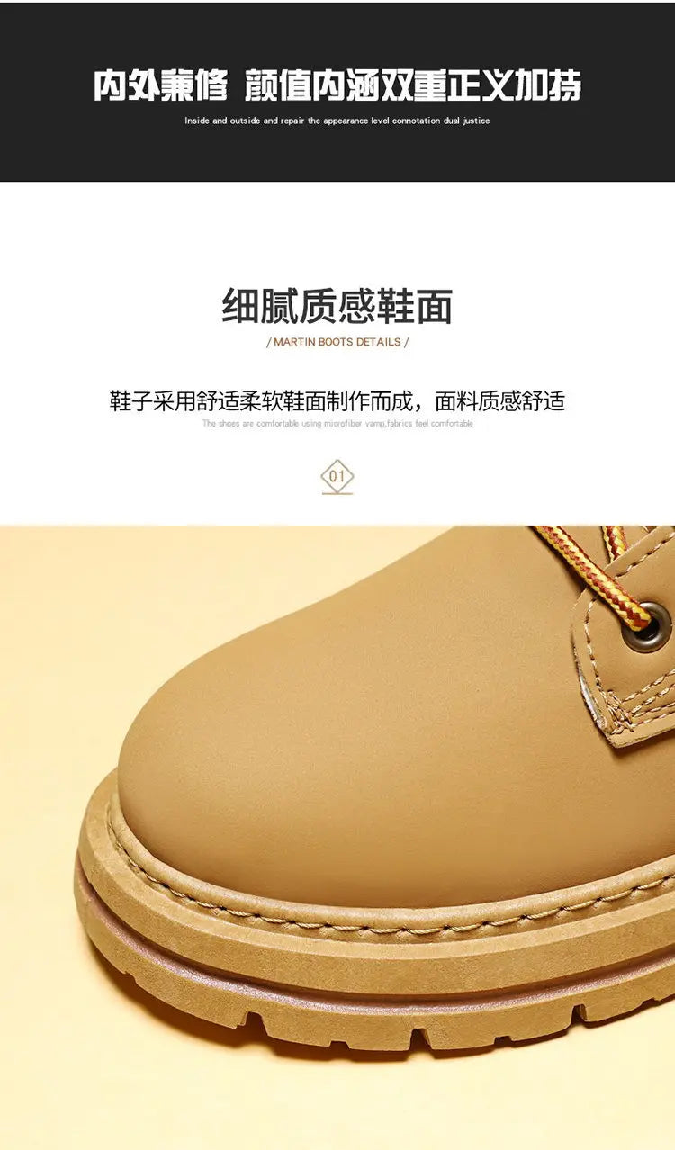 High Top Boots Men's Leather Shoes Fashion Motorcycle Ankle Boots for Men Winter Boots Man Shoes Lace-Up Botas Men Flat Sneakers