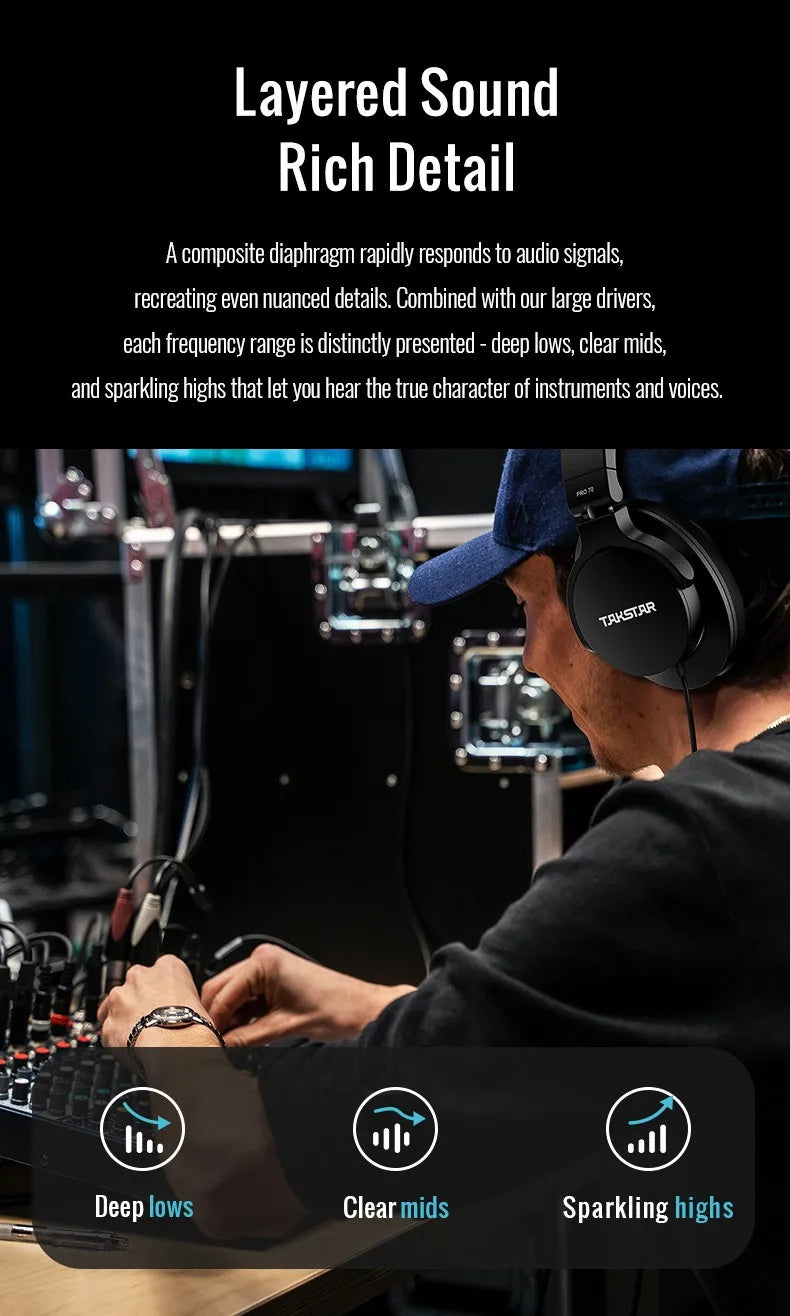 TAKSTAR PRO 70 Original Earphones Professional Fully Enclosed Foldable Monitoring Headphones Game Music Headset