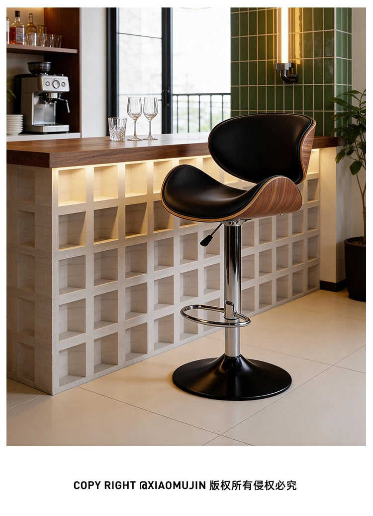 Italian Minimalist Designer-Style Restaurant Bar Chair, Leisure Front Desk Bar Island Chair, Adjustable Height High Stool