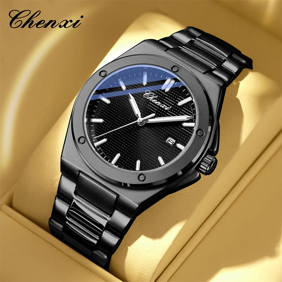 CHENXI New in Men's Watches Classic Fashion Quartz Wristwatches Simple Luminous Date Calendar Display Water-Resistant Man Watch
