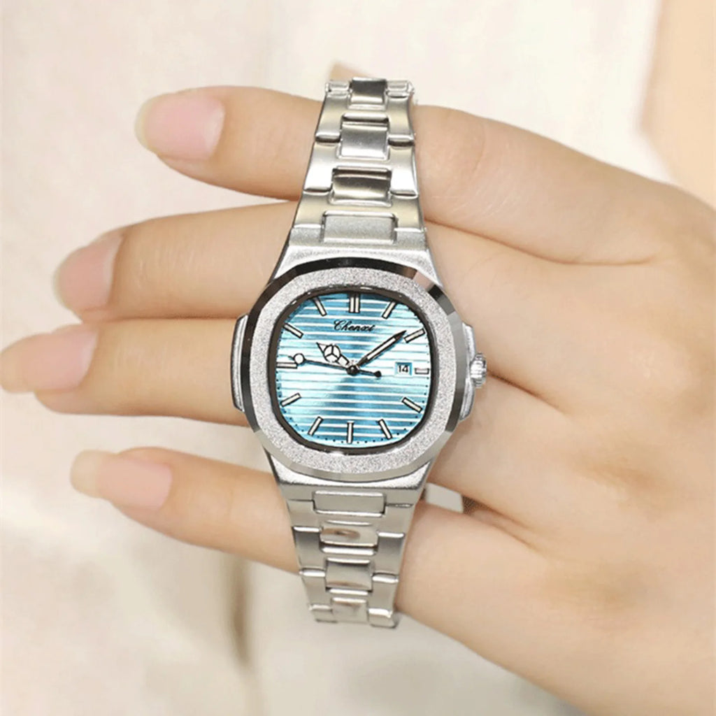 Watches For Woman Fashion Date Luminous Quartz Watch Silver Stainless Steel Clock Women's Stainless Steel Watch Waterproof