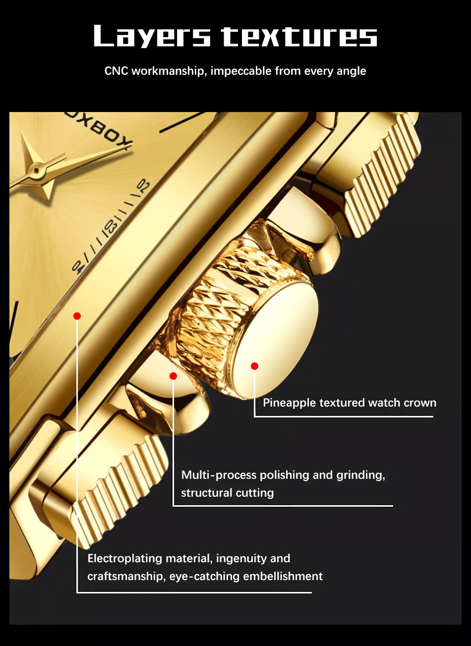 LIGE Fashion Square Digital Watch Men Casual Sports Waterproof Men's Quartz Wristwatch FOXBOX Top Brand Luxury Chronograph Watch
