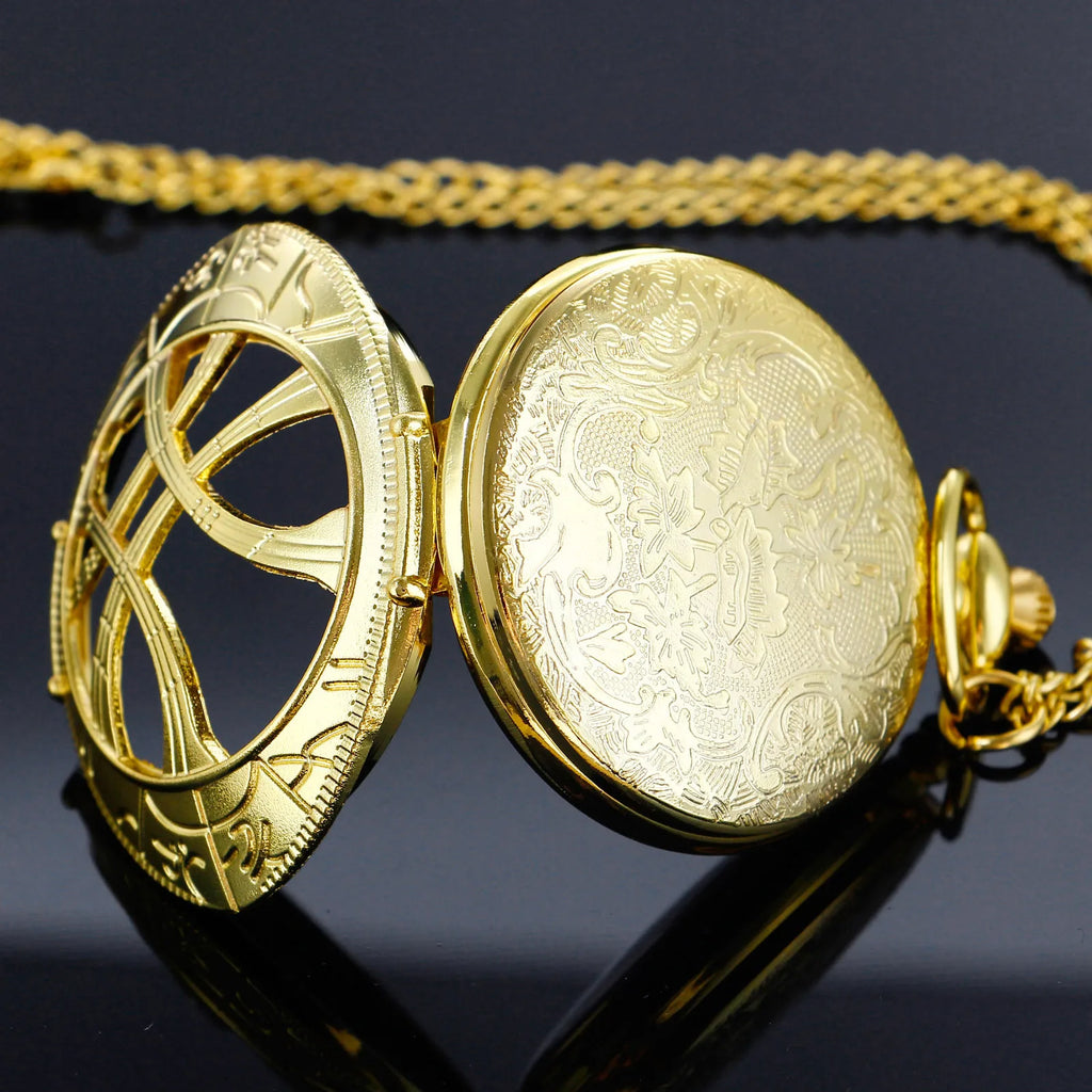 Vintage Bronze Eye Round Case Shape Quartz Pocket Watch Jewelry Pendant Necklace Chain Gifts for Men Women