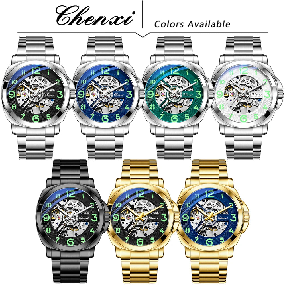 CHENXI New Mechanical Men's Watches Large Openwork Dial Fashion Luminous Waterproof Fully Automatic Mechanical Watch Man