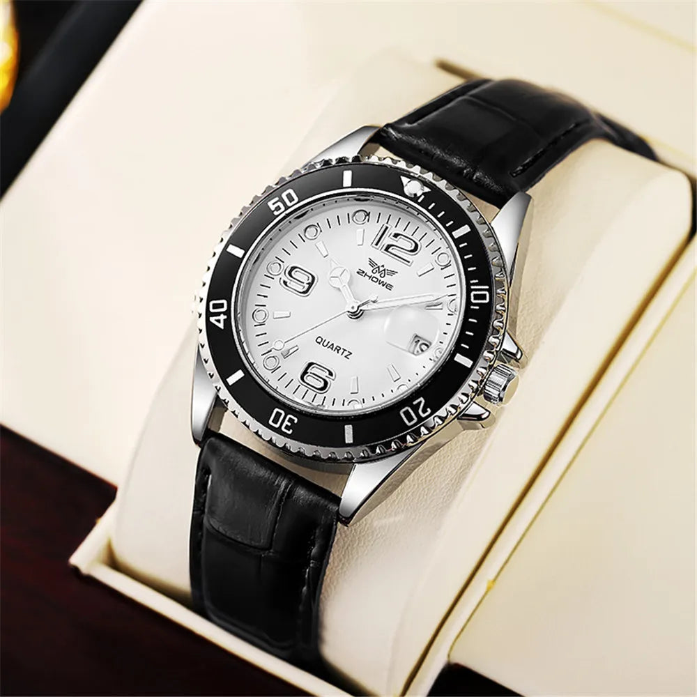 Men Black luxury Brand Sport Calendar Quartz Watch Stylish Silver Stainless Steel Strap Business Men's Clock Wristwatches