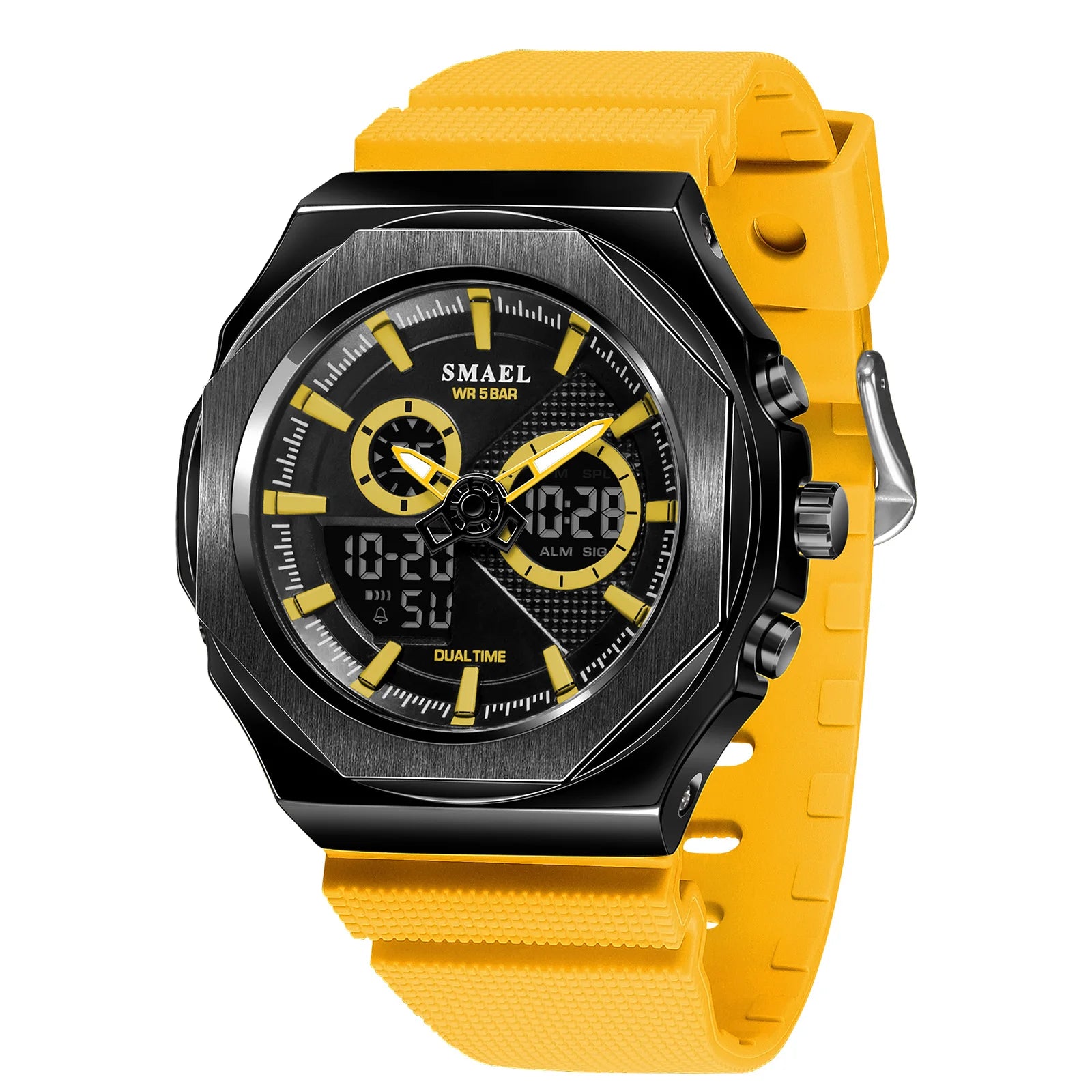SMAEL Sport  Watches Women  50M Waterproof Lady Watches Pink Lover Gifts 8102 Dual Time Diaplay Watches Digital LED Back Light