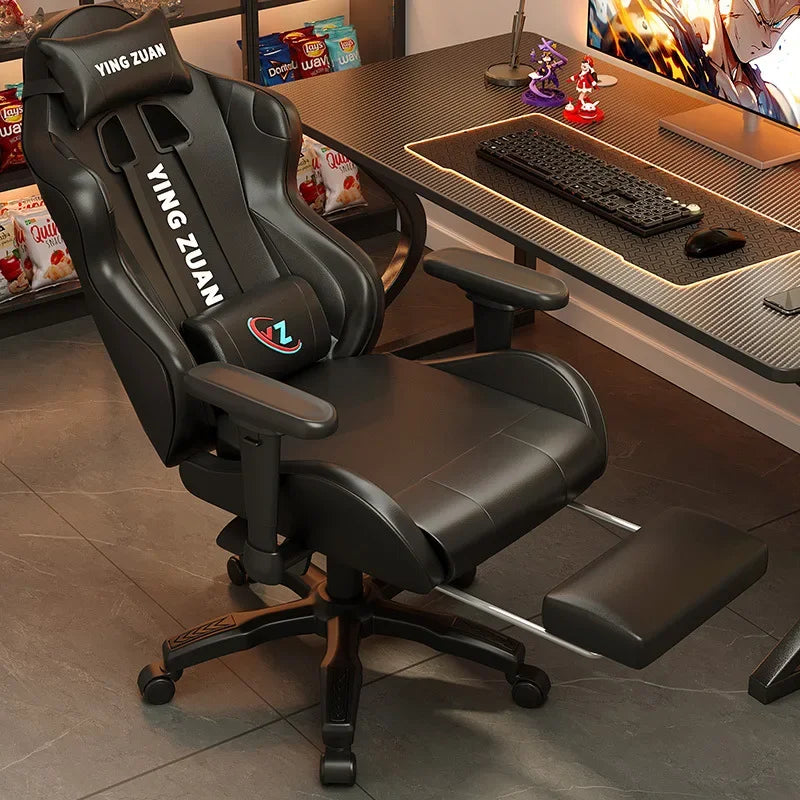 AOLIVIYA Game Chair Ergonomic Bedroom Office Computer Chair Lifting Rotating Armrest with Pedal Student Study Chair