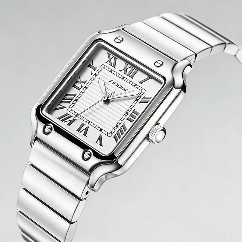 Square Quartz Watch Men Stainless Steel Waterproof Business Wristwatch Male Clock Relogio Masculino