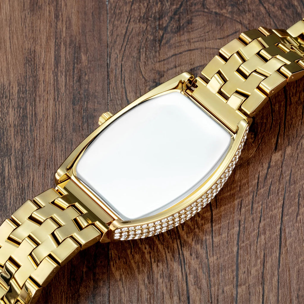 Luxury Gold Watches Men Brand MISSFOX Fashion Hip Hop lce Diamond Sun Pattern Literal Quartz Wristwatch Male Dropshipping Hot