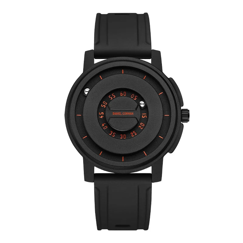 DANIEL GORMAN Fashion Silicone Watch For Men Outdoor Sports Waterproof Scrolling Pointer Magnetic Force Men's Quartz Wristwatch