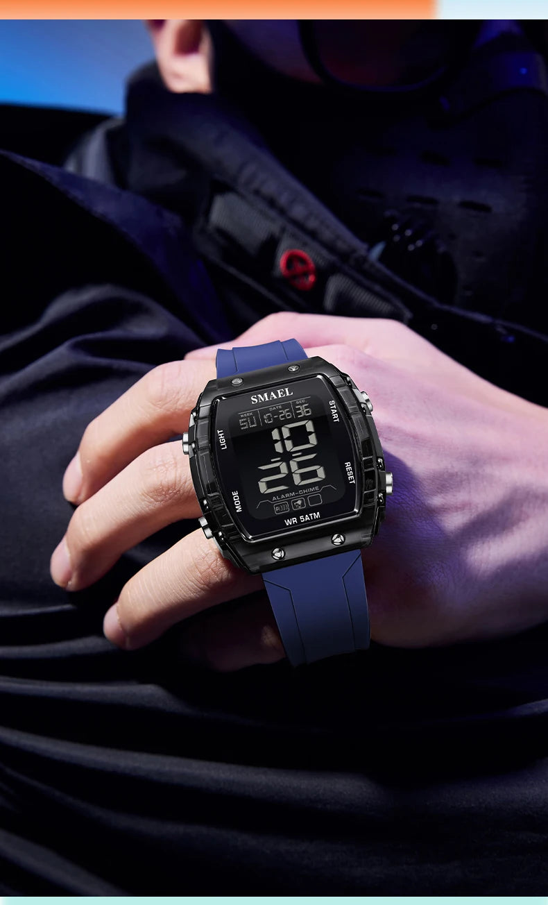 SMAEL Watches for Women LCD Digital Movement Silicone Strap Clock Fashion Trend Waterproof Sport Electronic Wristwatches Female