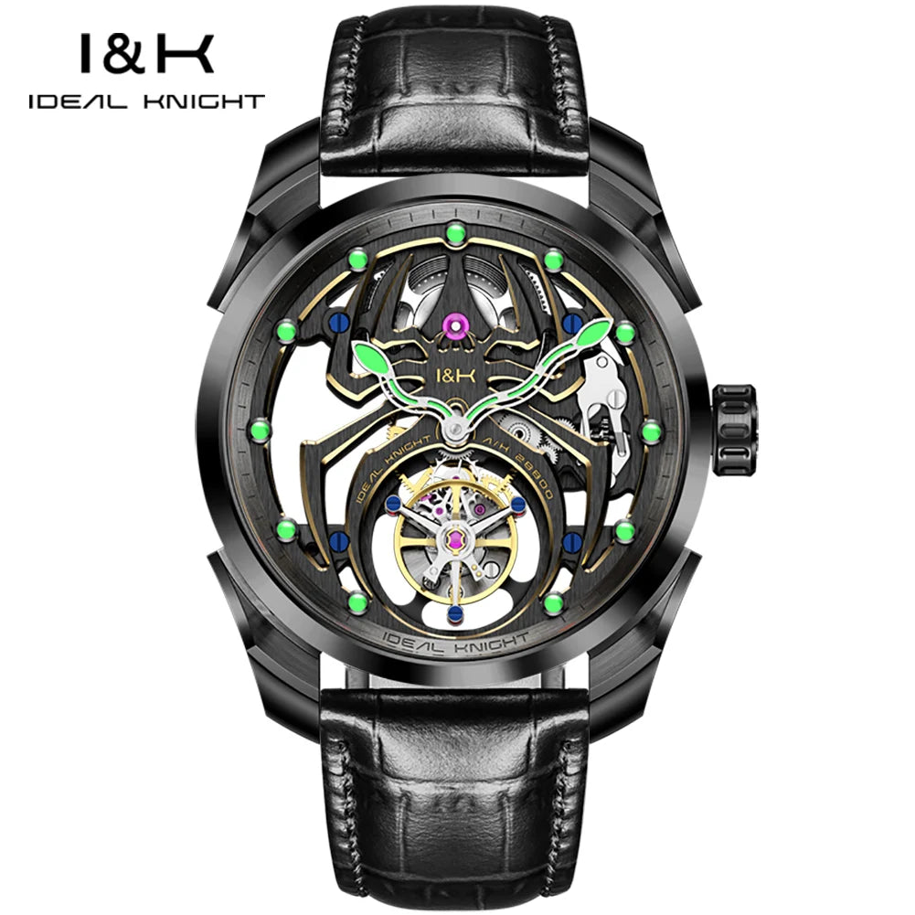 IDEAL KNIGHT 6802 Tourbillon Watch For Men Transparent Skeleton Mechanical Wristwatch Man Luxury Top Brand Limited Edition Watch