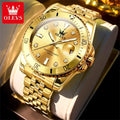 OLEVS 9809 Men Watch Original Waterproof Luminous Stainless Steel Quartz Watch For Men Top Brand Calendar Business Wristwatch