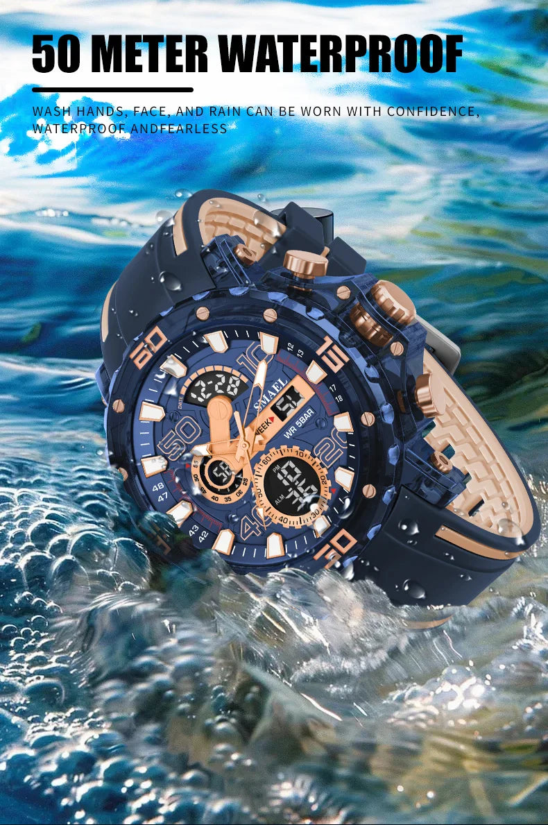 Military Watches Men Watch 2025 New 50M Waterproof Wristwatch Stopwatch Alarm LED Light Digital Watches 8136 Men's Sports Watch