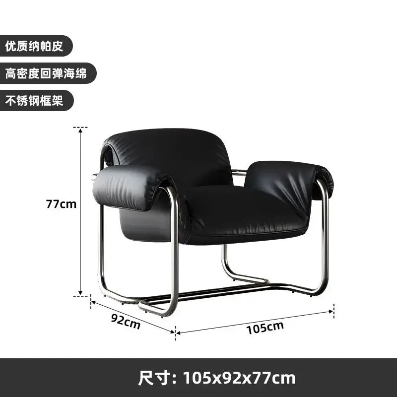 Nordic Dining Chair,leisure Chair,light Luxury Armchairs,designer Stainless Steel Minimalist Reading Chairs, Balcony Lazy Chairs