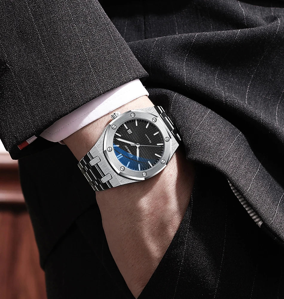 CHENXI NEW Men's Watches Fashion Casual Luminous Date Quartz Watch Male Clock Gifts 42mm Dial Gold Wristwatch Waterproof