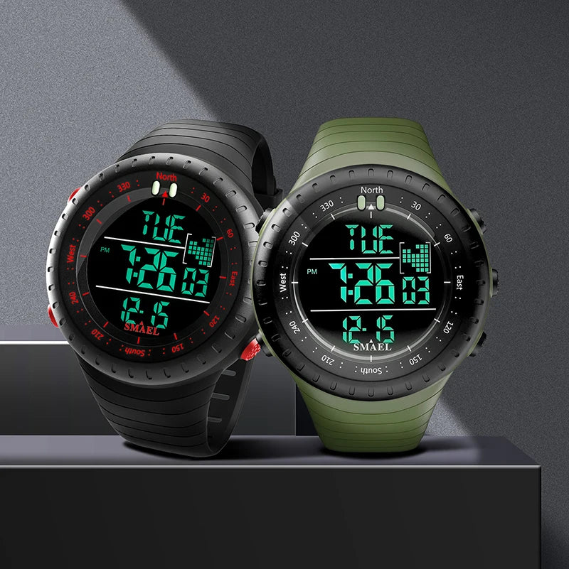 SMAEL 1237 Men's Analog Digital Dual Display Sport Watch - 50M Waterproof LED Alarm Stopwatch Chronograph Shock Resistant