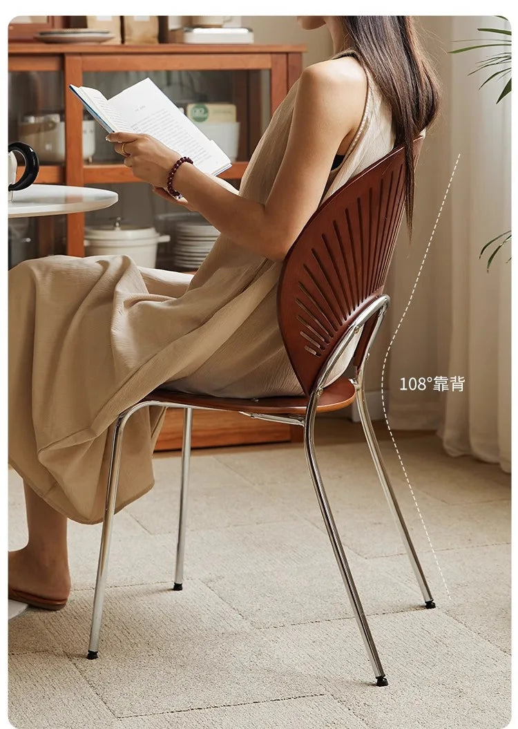 Retro Mid Century Solid Wood Shell Chair Simple Backrest Dining Tea Chair Luxury Home Furniture
