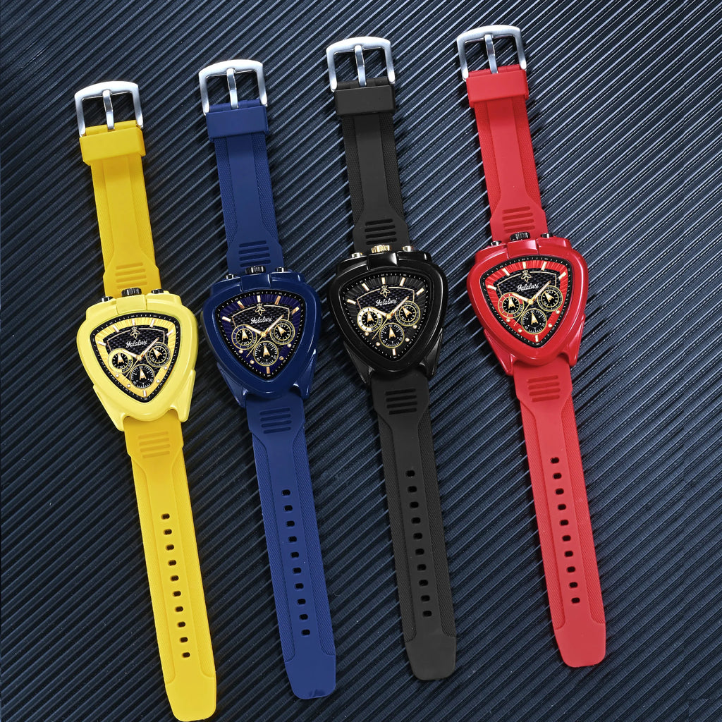 YaLaLuSi Men's Watch: Water-Resistant Quartz Bracelet Watch with Triangular Dial, Mechanical Dial, Gift Watch for Boys