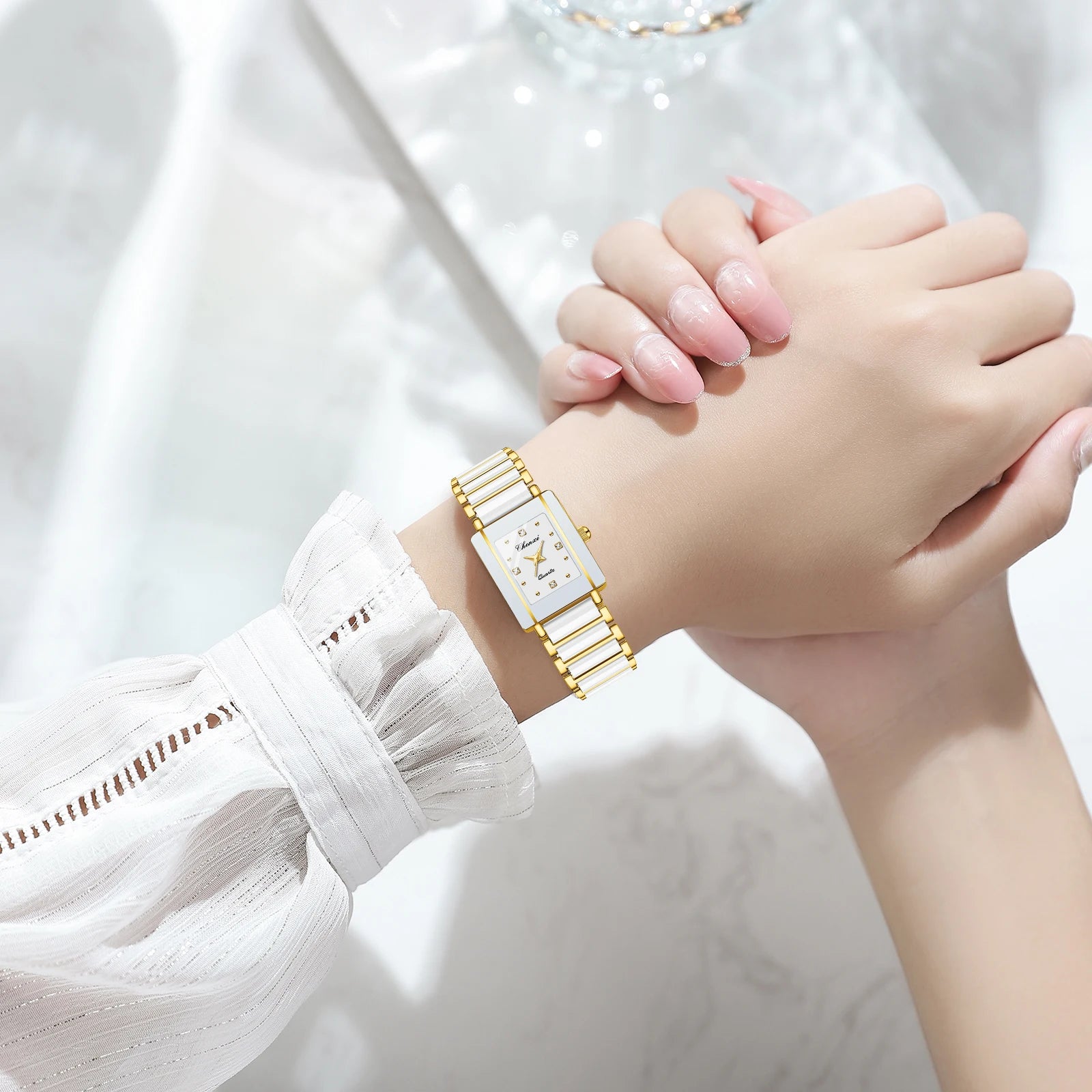 CHENXI Luxury Couple Watch High Quality Fashion Crystal Rectangular Dial Quartz Watch Men Women Valentine'S Day Wedding Gift