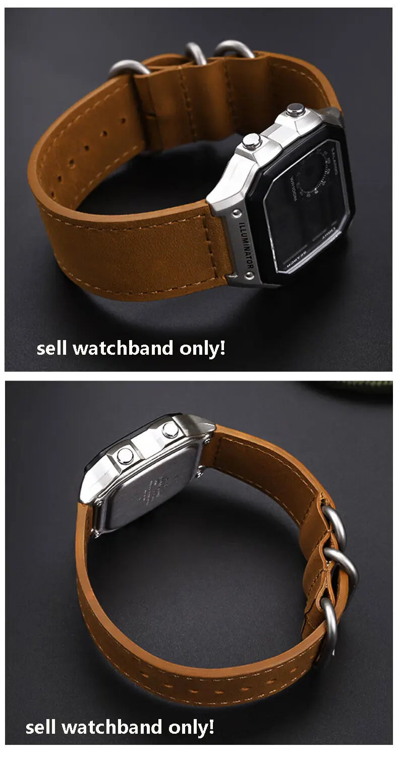 18mm cowhide Watchband for Casio small square strap AE1200/AE-1300/1500 F-108/W-218  A158/A168 vintage cowhide strap  bracelet