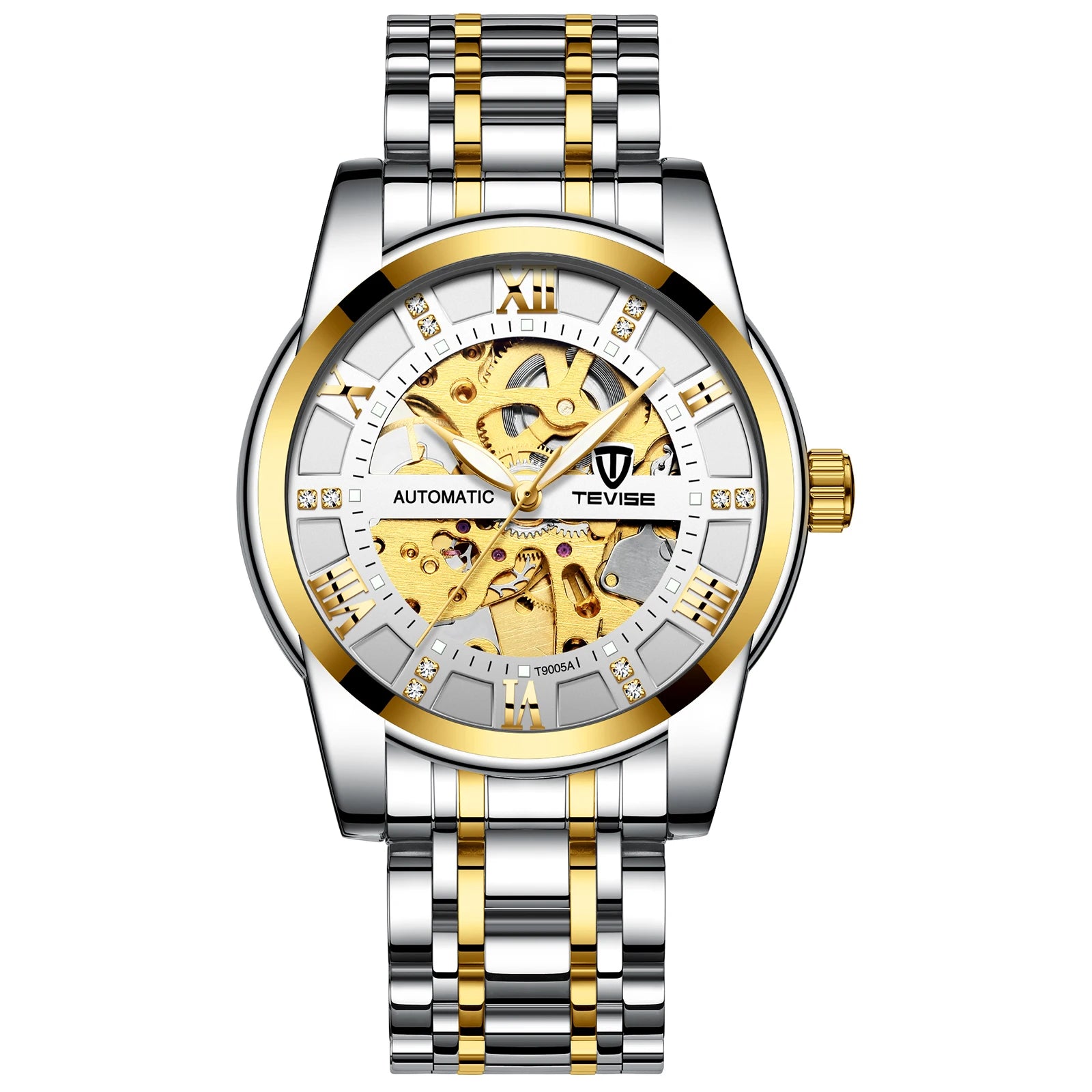 TEVISE  Men Automatic Mechanical Wrist Watch Luxury Brand Stainless Steel Mens Watch Fashion Skeleton Watches