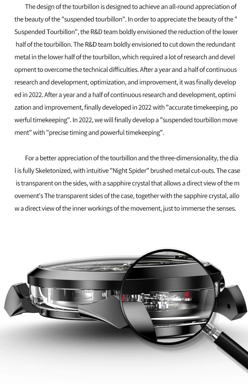 IDEAL KNIGHT 6802 Tourbillon Watch For Men Transparent Skeleton Mechanical Wristwatch Man Luxury Top Brand Limited Edition Watch