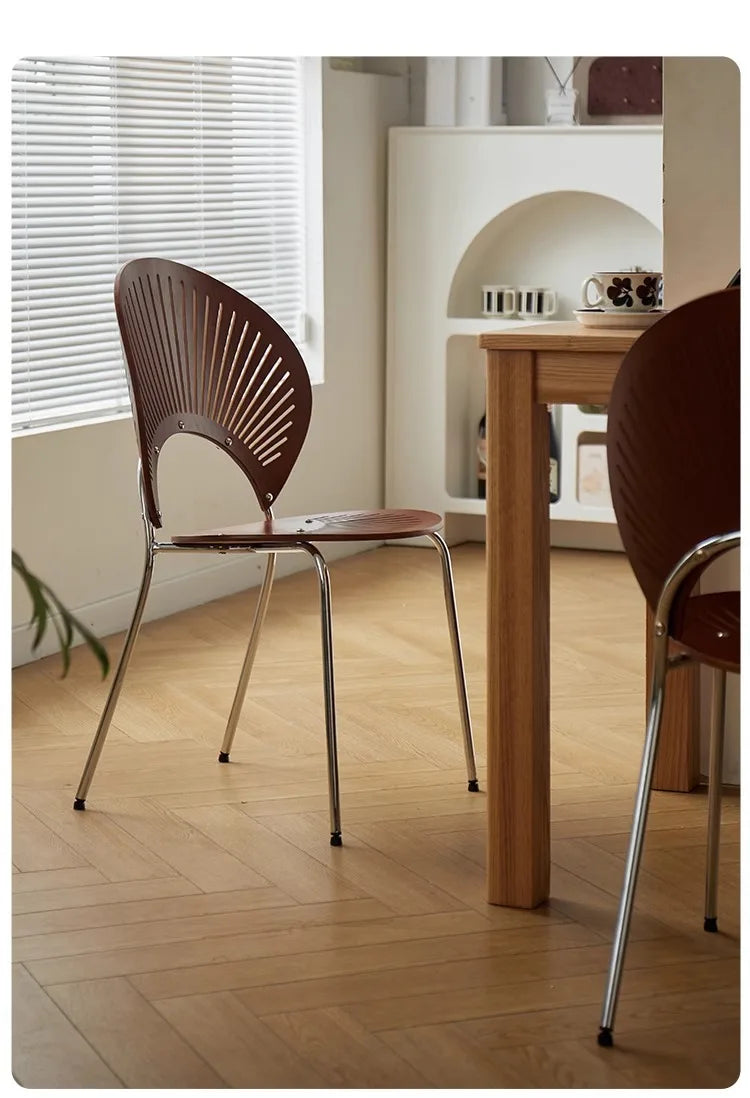 Retro Mid Century Solid Wood Shell Chair Simple Backrest Dining Tea Chair Luxury Home Furniture