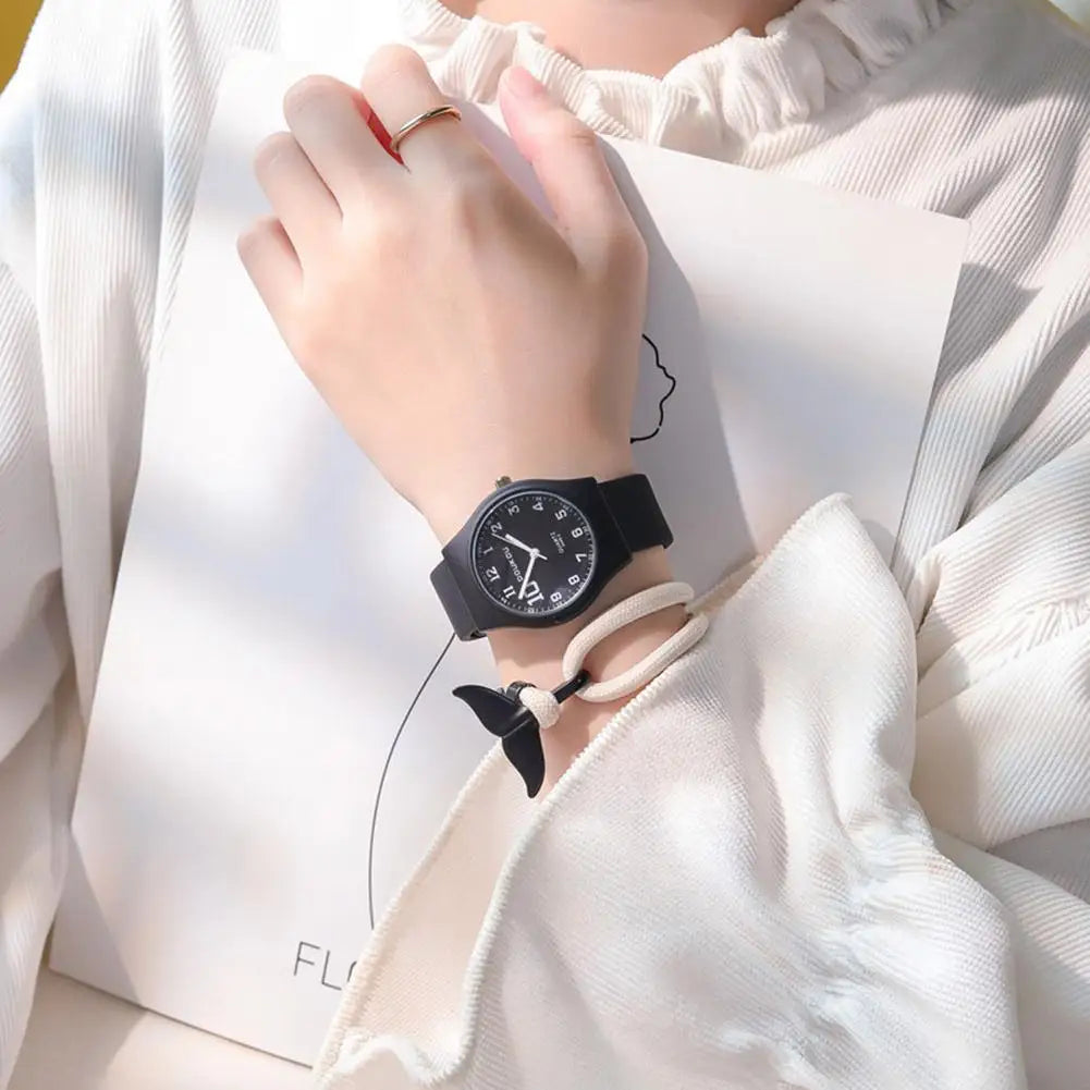 Summer Candy Colors Watch Korean Women Circular Quartz Watches Trendy Ladies PU Leather Watch Luxury Simple Wristwatch Clock