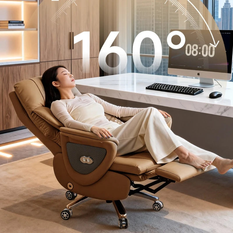Genuine Leather Electric Ventilated & Heated Executive Office Chair – Ergonomic Reclining Computer Chair Sitting Comfort JT40