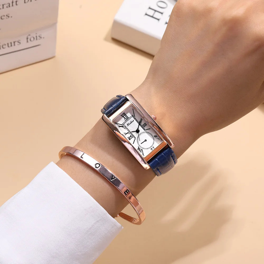 2025 New Fashion Thin Belt Watch Women's Rectangular Quartz Leisure Roman Scale Women's Watch