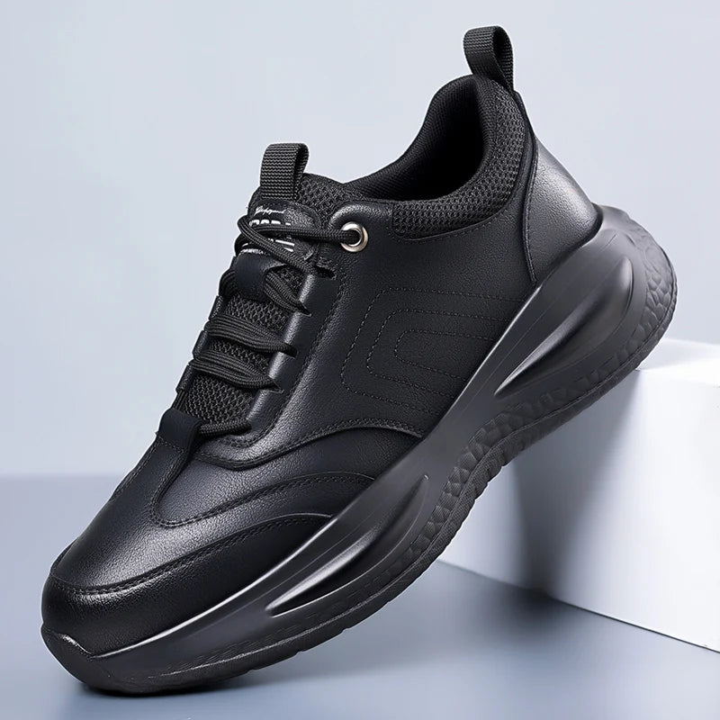 Fashion Men's Autumn Casual Leather Shoes Classic Business Formal Sneakers Comfy Thick Bottom Office Outdoor Daily Walking Shoes