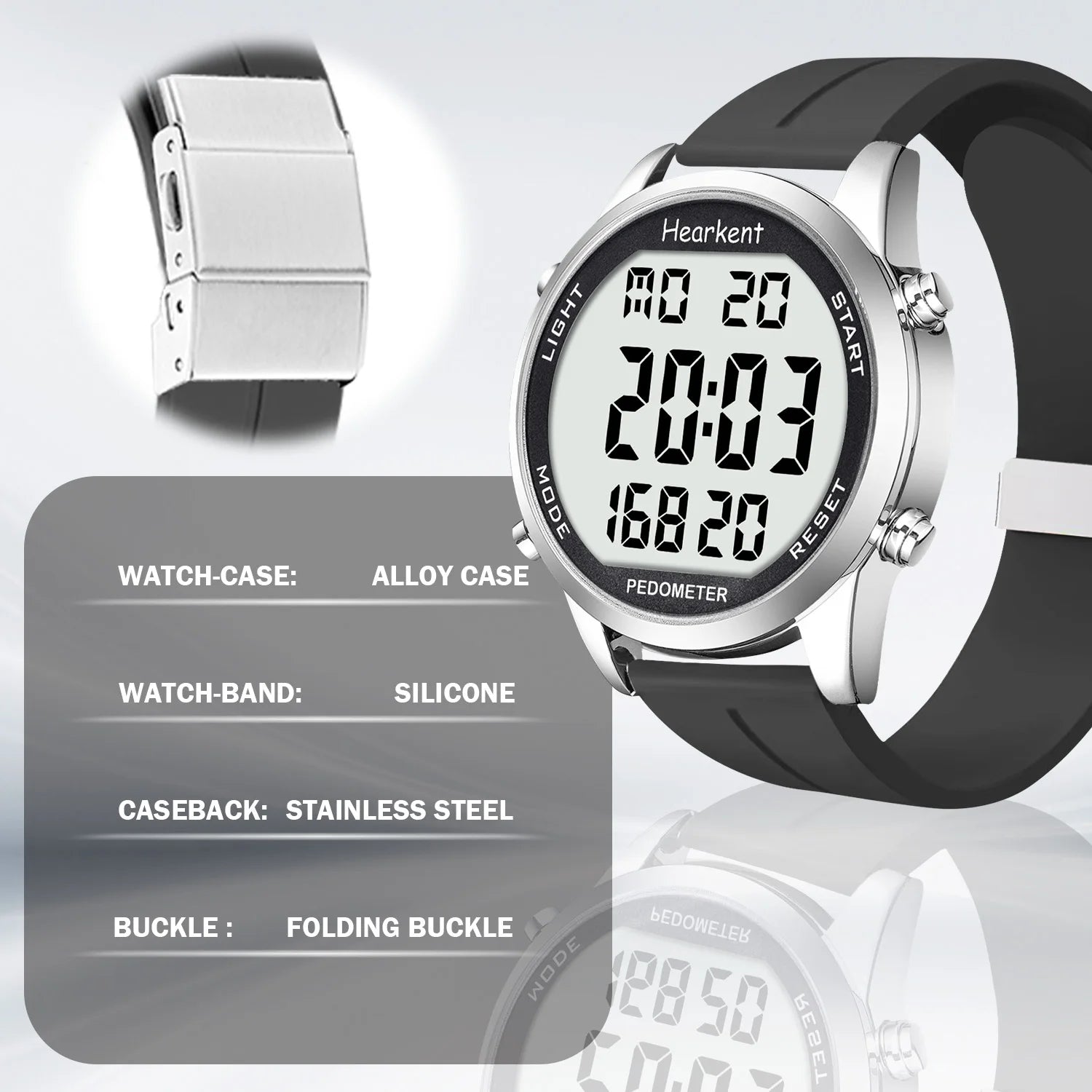 Hearkent Pedometer Watch Men's Digital Watch No Bluetooth Sport Watches Step Calories Counter Walking Fitness Tracker Wristwatch