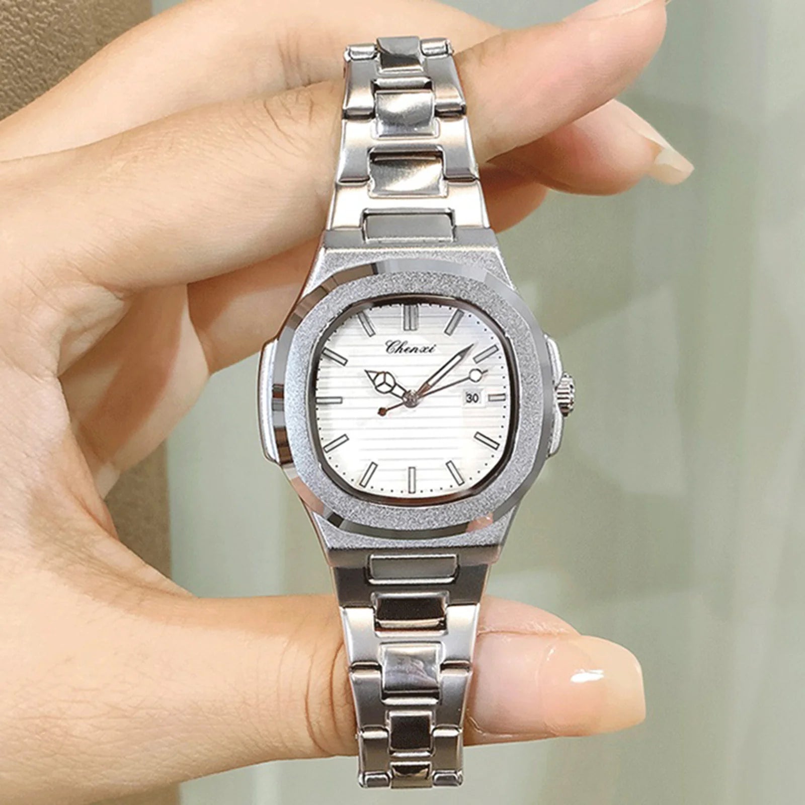 Watches For Woman Fashion Date Luminous Quartz Watch Silver Stainless Steel Clock Women's Stainless Steel Watch Waterproof