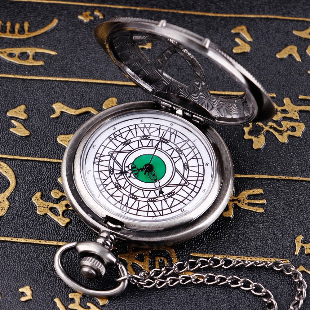 Vintage Bronze Eye Round Case Shape Quartz Pocket Watch Jewelry Pendant Necklace Chain Gifts for Men Women
